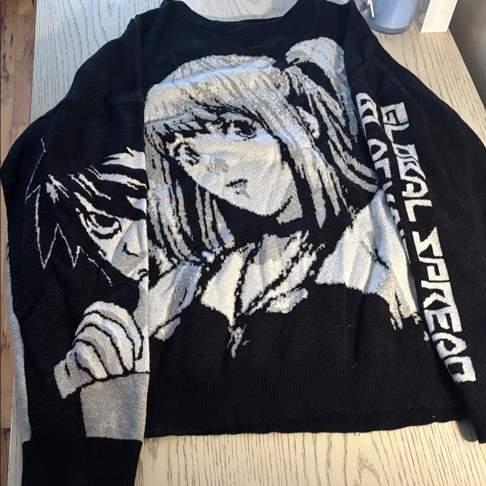 Netflix Black and White Graphic Sweater